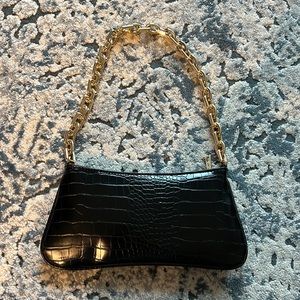 Black Zara croc bag with gold strap